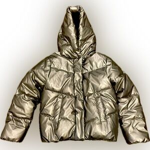 Rose Gold Abercrombie Kids Cozy Puffer with hood